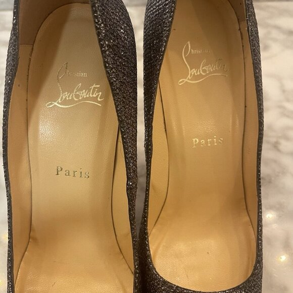 Christian Louboutin FILO 120 Lady Glitter Specchio Heels Silver/Gray Size 39 - Picture 12 of 16